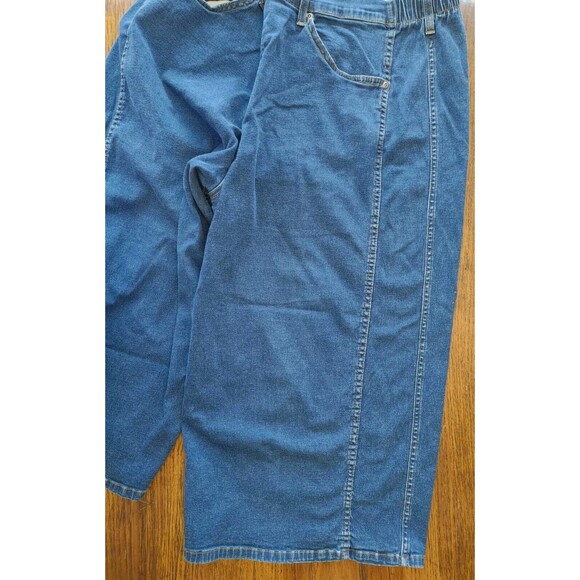 Classic Wide Leg Cropped Pants Liz&Me 38" Pull On 19" Inseam Blue Denim - Picture 4 of 10
